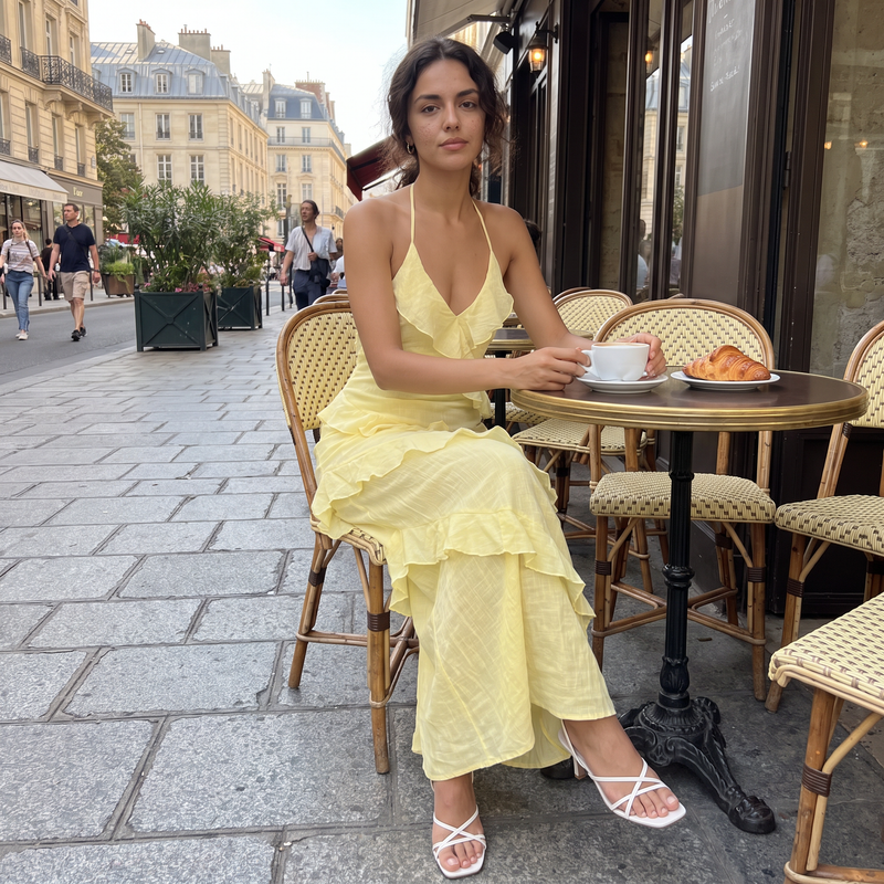 Mariela – Ruffled Halter Maxi Dress