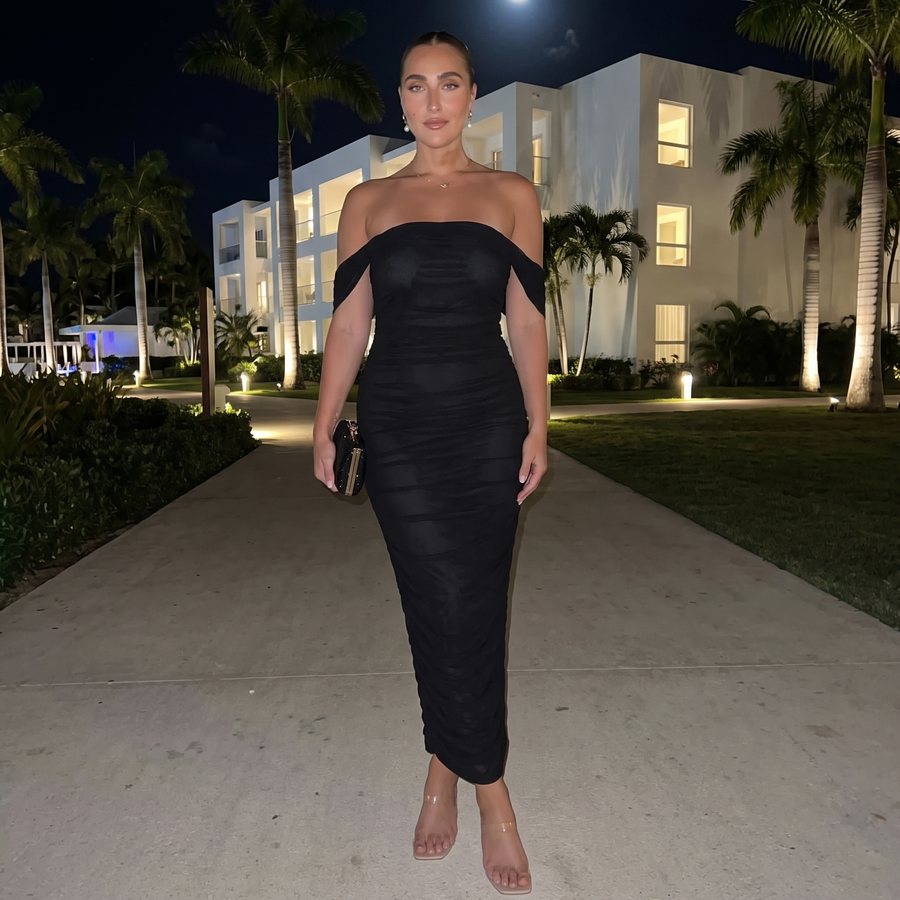 Sophia – Off Shoulder Ruched Maxi Dress